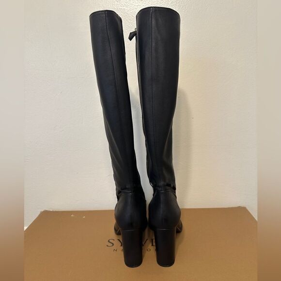 Sylven New York straps tall leather upper/lining boot in black size 11 - Picture 9 of 13